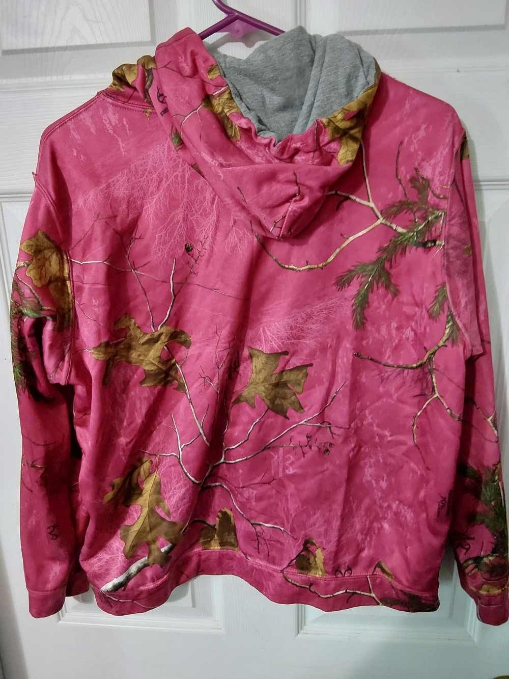 Realtree Pink Camo Hoodie with Brown Leaf Accents - Picture 2 of 3